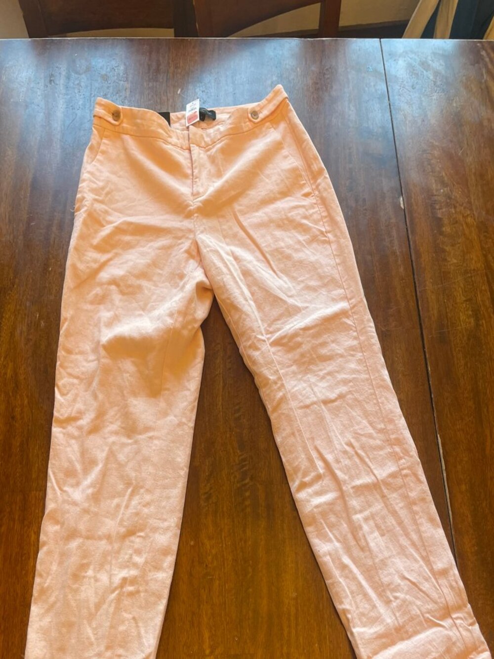 Banana Republic Avery Blush Pink Linen Cotton Straight Pants Sz 6 NWT